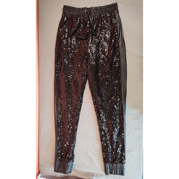 Women's Sequined Jogger Style Pants Black Small - Picture 1 of 7